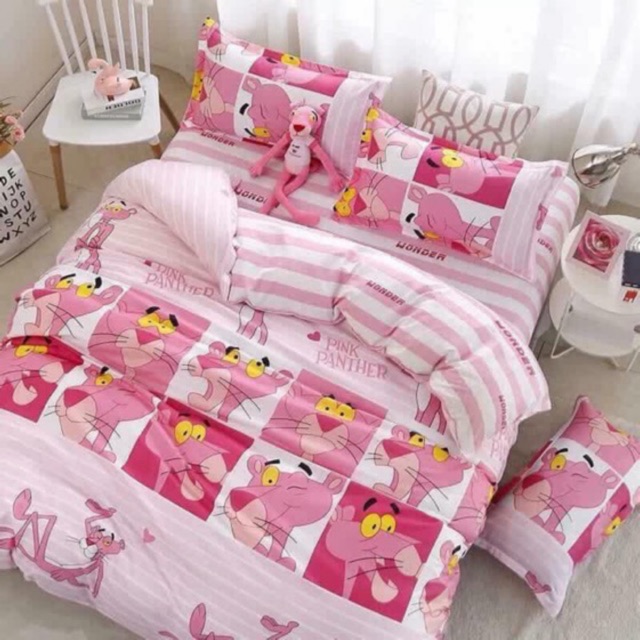 Bộ Drap &amp; Chăn Phao Pink Kẻ