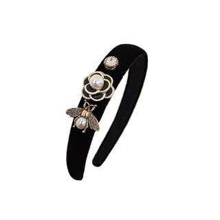 Cài tóc băng đô nhung đen gắn charm