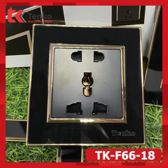 Ổ cắm USB Âm Tường Đen Viền Vàng Nhựa Acrylic có lớp chắn Chống Giật - Chính Hãng Tenko TK-F66-18