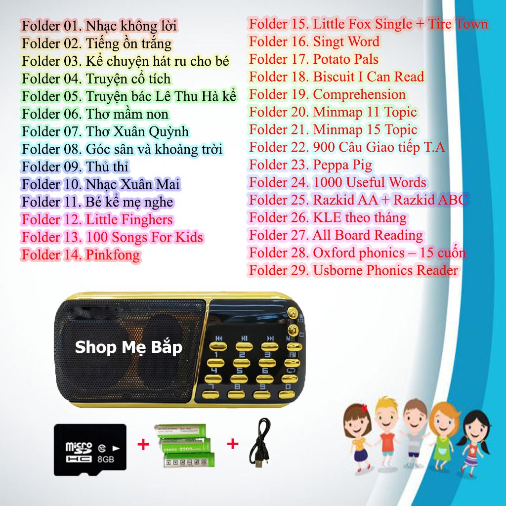 Loa học tiếng anh cho bé, loa tắm ngôn ngữ cho bé, đài FM