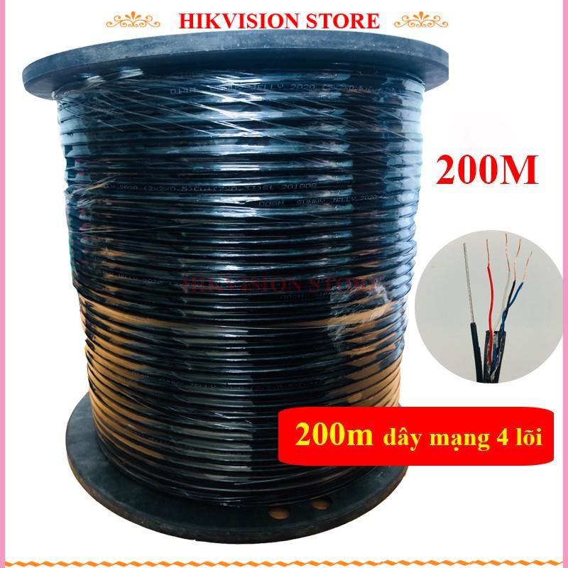 [Mã 157ELSALE hoàn 7% đơn 300K] [200m] Dây Cáp Mạng 4 lõi đồng có gia cường bấm sẵn 2 đầu