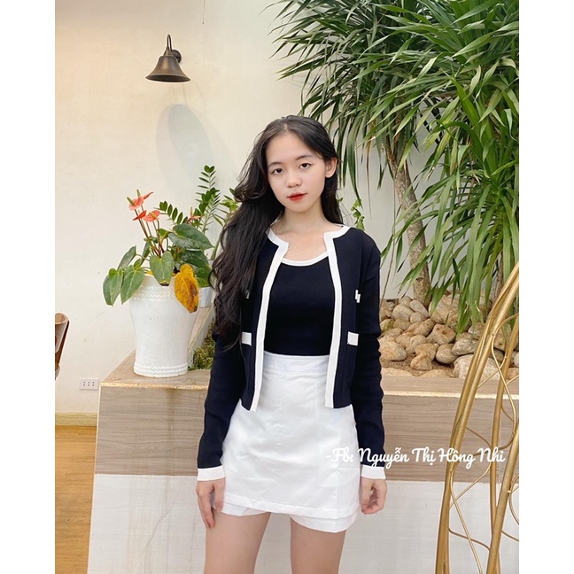Set 2 Món Áo khoác phối viền + 2 dây