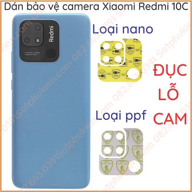Dán bảo vệ camera Xiaomi Redmi 10C / Redmi 10A loại nano, ppf