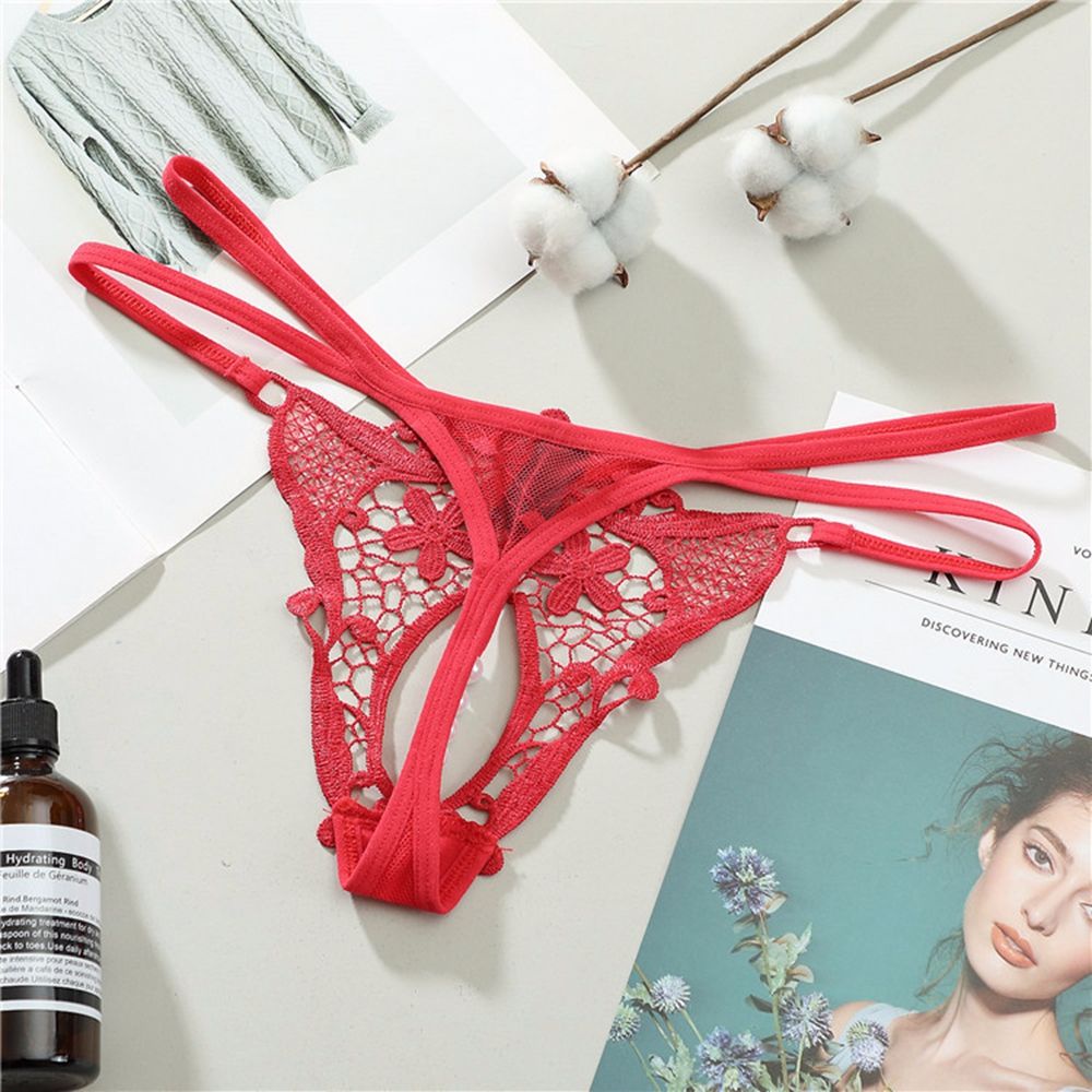 Quần lót lọt khe lọt khe eo thấp bằng nylon phối ren hoa thoáng khí quyến rũ cho nữ