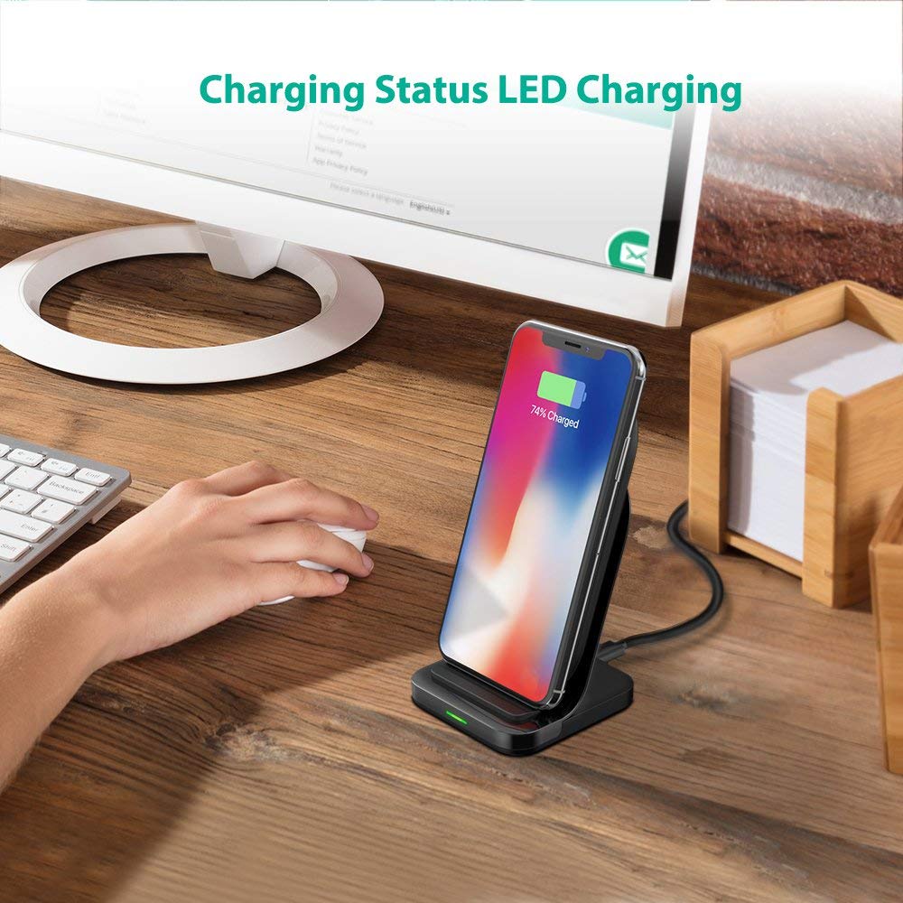 Đế Sạc Không Dây RAVPower RP-PC069 10 W Chuẩn Qi  - Hàng Chính Hãng Việt Nam - Bảo Hành 1 Năm