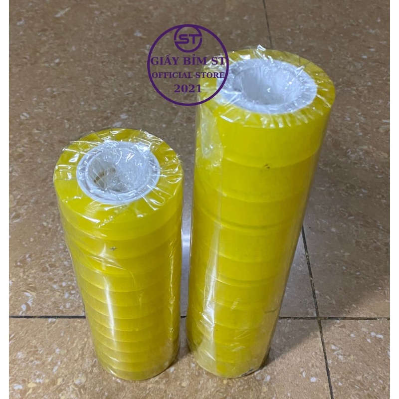 Băng keo/ băng dính văn phòng 12 cuộn/cây 1cm vòng nhỏ 1F 50m/ cuộn