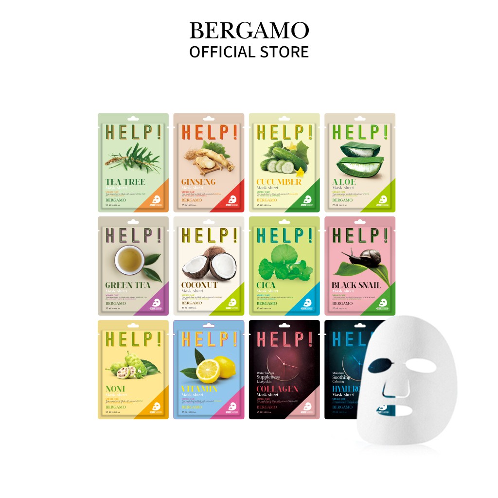 Set 10 mặt nạ Bergamo HELP! 25ml với 12 loại