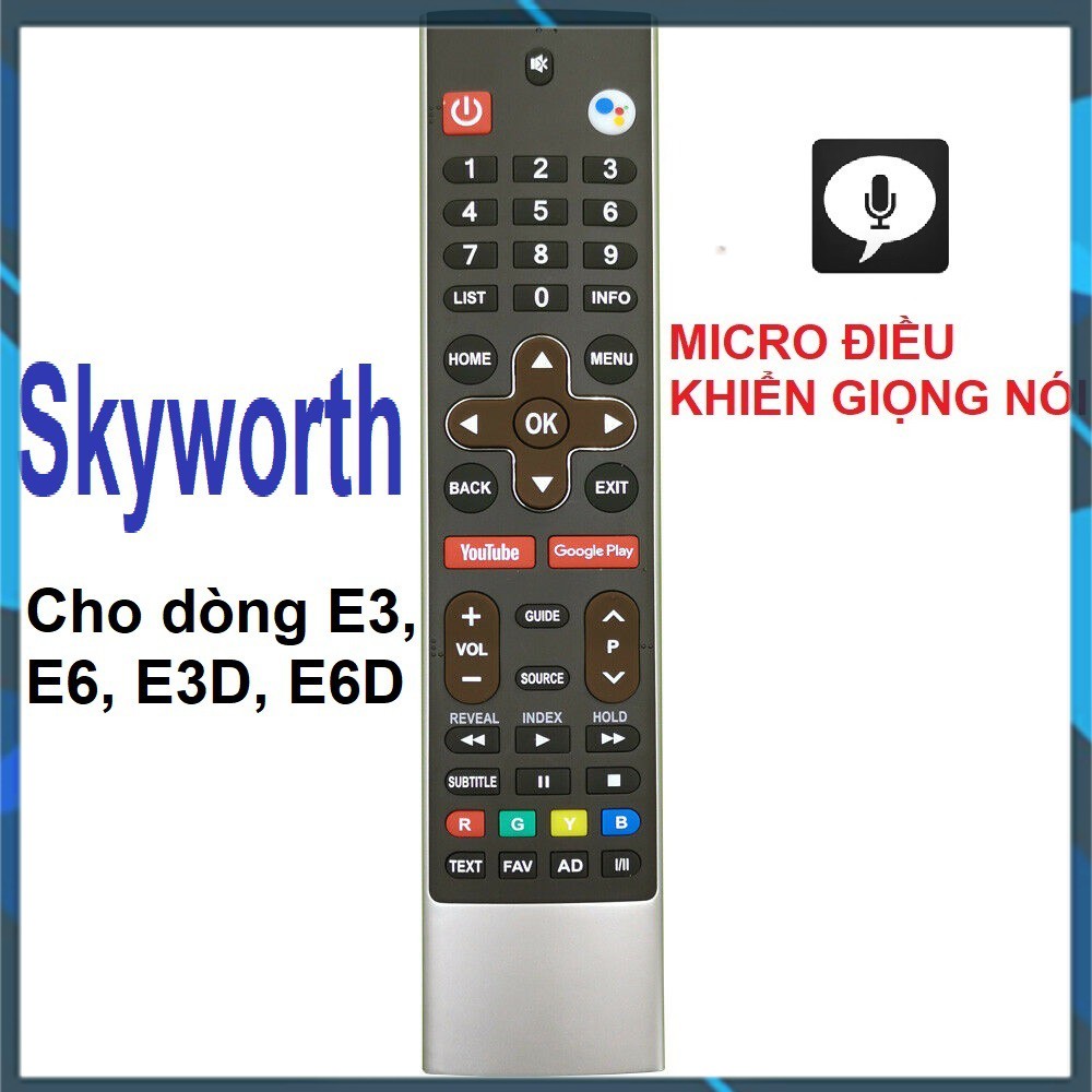 Remote điều khiển tivi Skyworth 2019 dòng E6 (Micro điều khiển giọng nói)