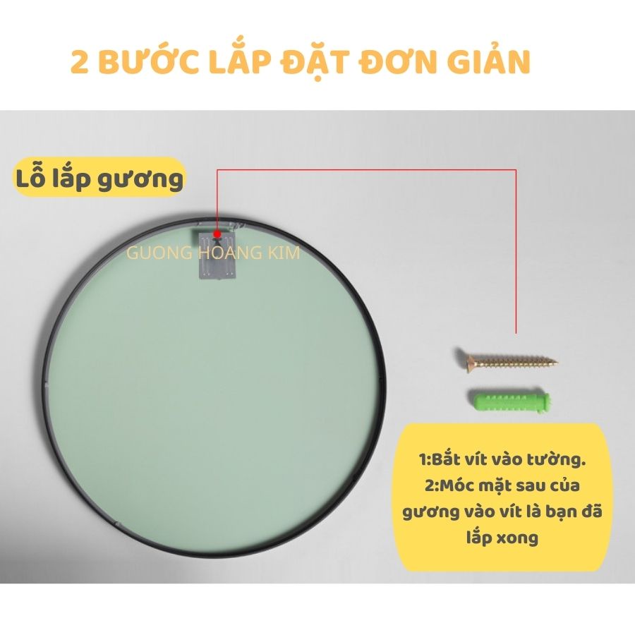 Gương tròn treo tường 𝐇𝐚̀𝐧𝐠 𝐜𝐨́ 𝐬𝐚̆̃𝐧 khung kim loại màu đen, gương để bàn trang điểm, phòng tắm kích thước D40cm