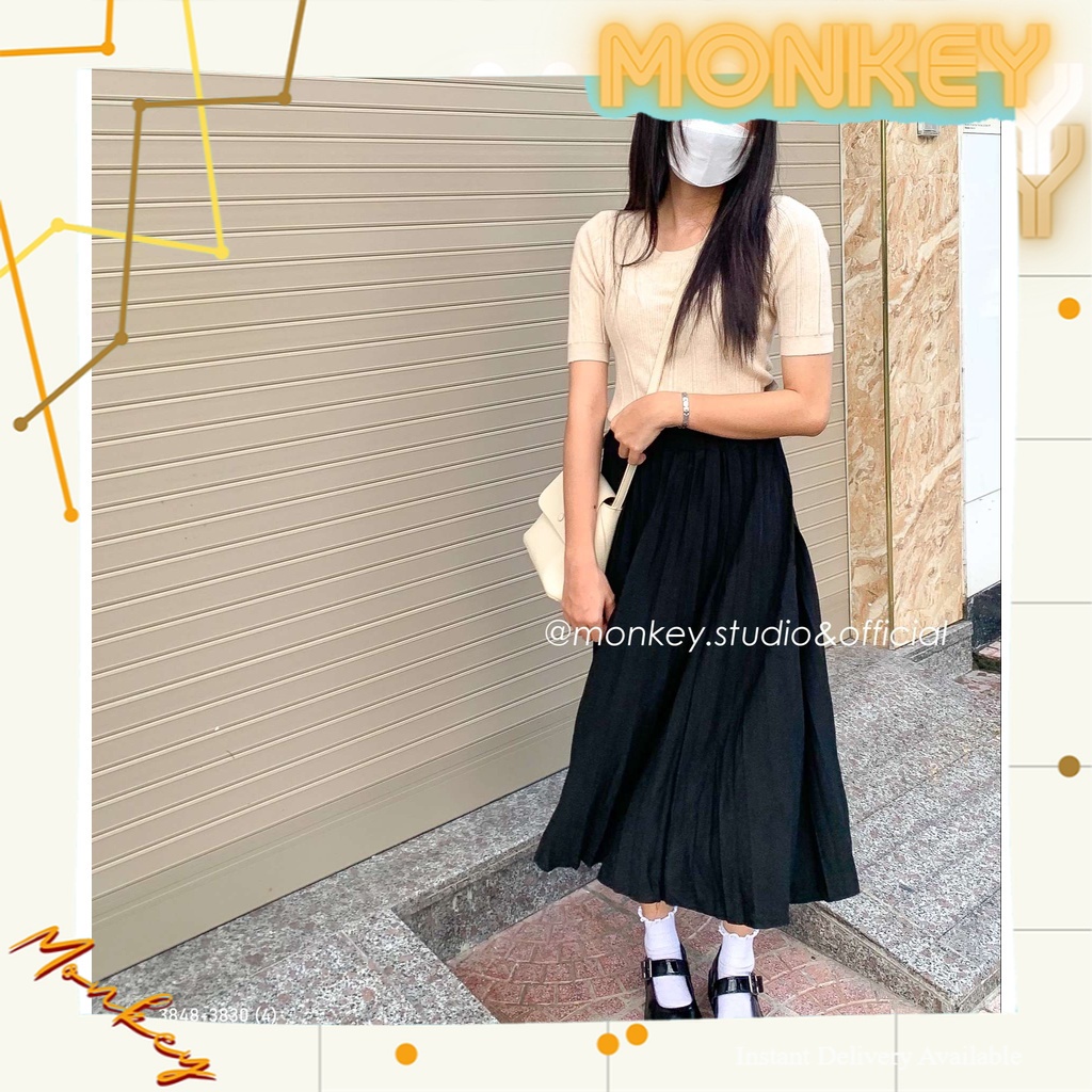 Chân váy xếp ly trơn Basic