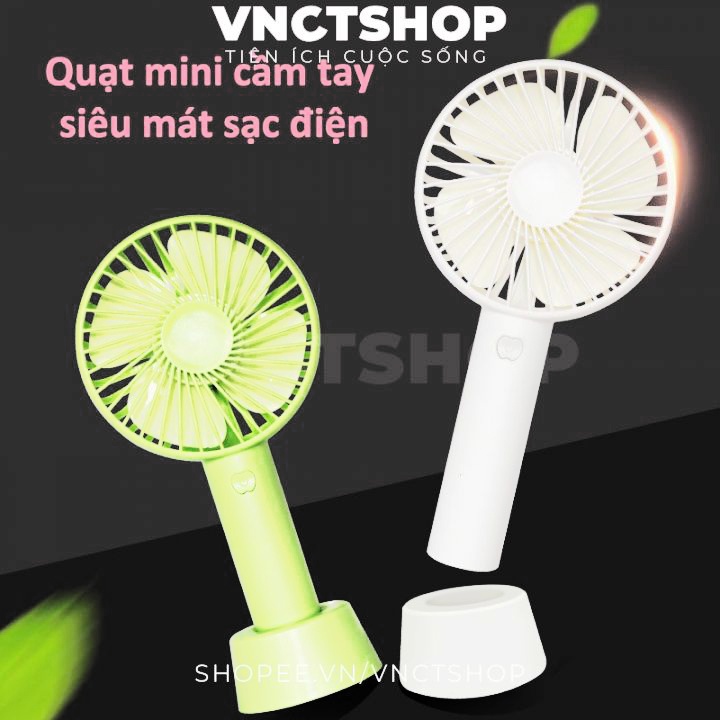 Quạt mini cầm tay tích điện sạc pin usb loại máy nhỏ để bàn 3 cấp độ gió làm mát nhỏ gọn siêu tiện lợi