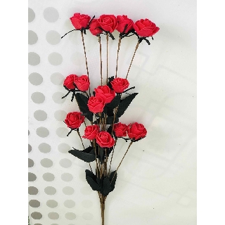 1 Cành Hồng Xốp 9 Bông Nhí Hoa Giả Trang Trí Dài 50cm - đỏ