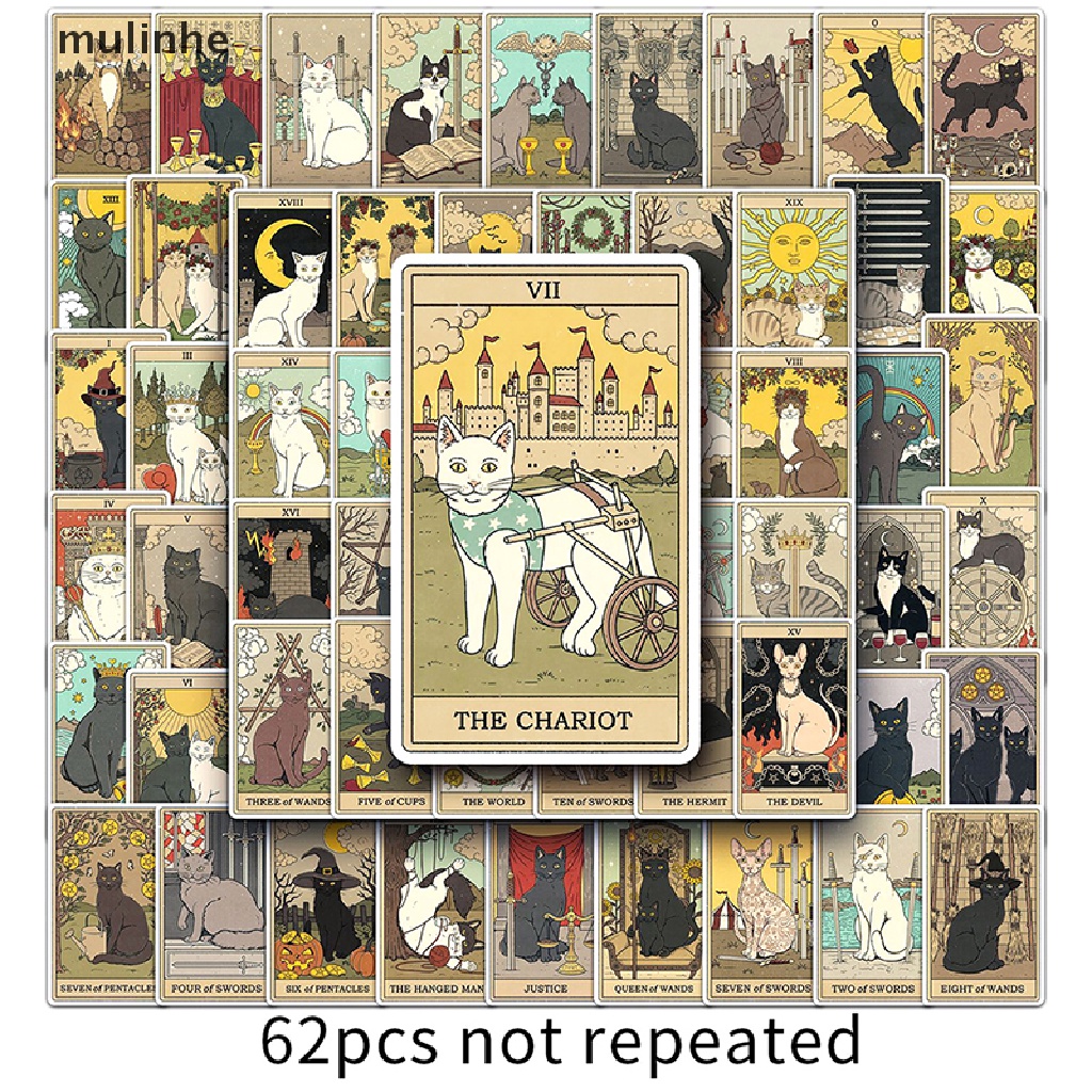 Set 62 Tấm Thẻ Bài Tarot Họa Tiết Hoạt Hình Trang Trí Vali DIY