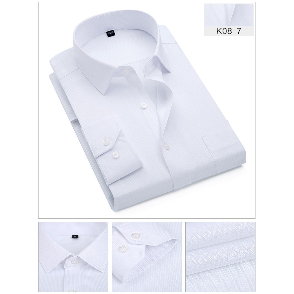 Áo Sơ Mi Trắng Dài Tay Họa Tiết Kẻ Sọc Phong Cách Công Sở Mới Cho Nam G82