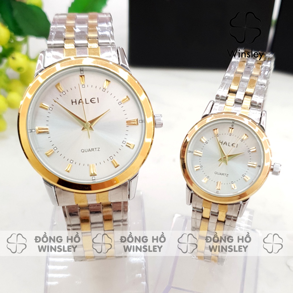 Đồng hồ đôi nam nữ Halei đeo tay cặp đôi thời trang đẹp chính hãng cao cấp mạ vàng giá rẻ
