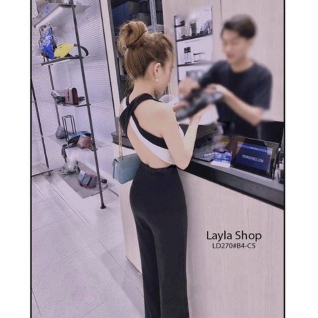 Jum hỡ lưng ống loe phối màu