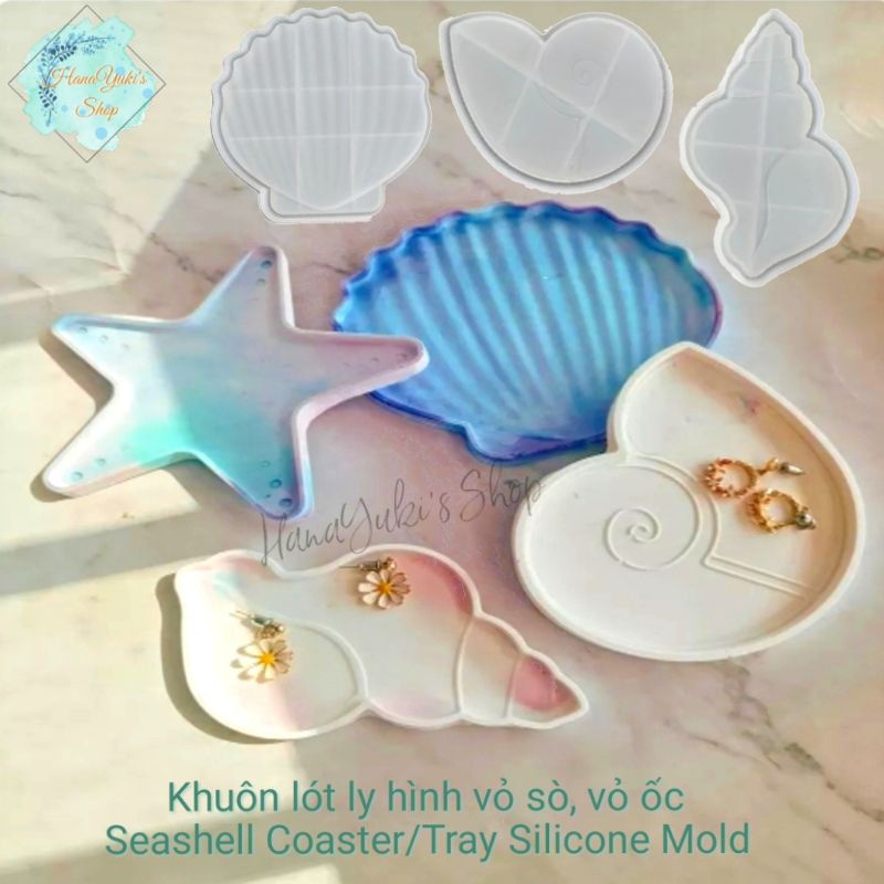 Khuôn lót ly/đĩa đựng hình vỏ sò ốc sáng tạo trong nghệ thuật thủ công Resin, Jesmonite, xi măng...