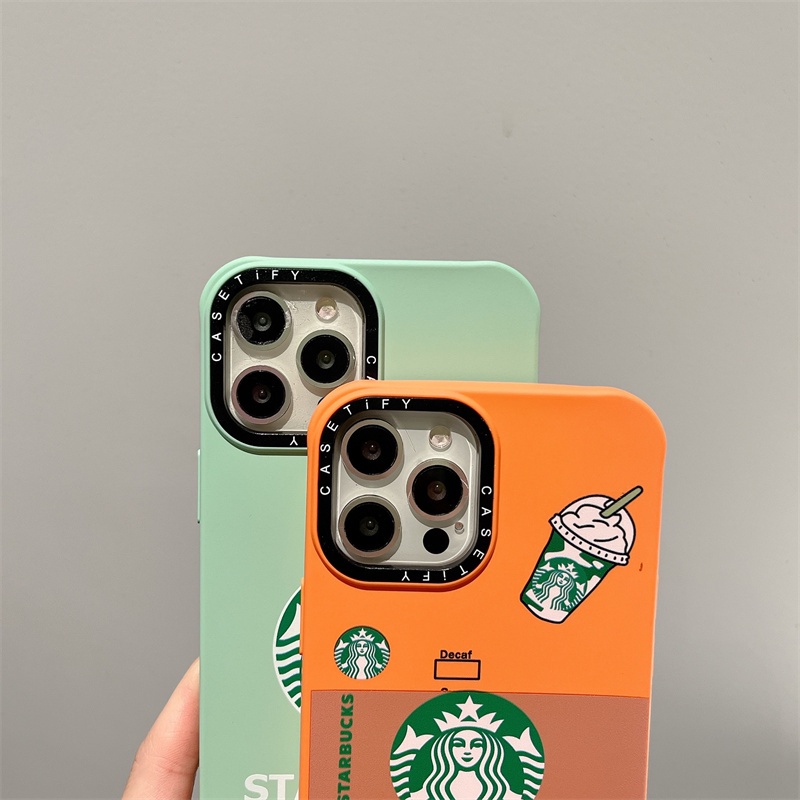 Casetifg New Casing Coffee Brand Star Buck With Box Phone Case Compatible For iPhone 14 Plus 11 12 13 14 Pro Max XS MAX XR Shockproof TPU Liquid Silicone Cover