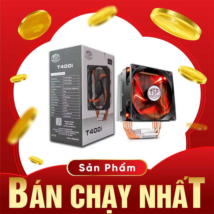 Tản khí CPU  VSP T400i led đỏ hỗ trợ cả Intel và AMD AM4