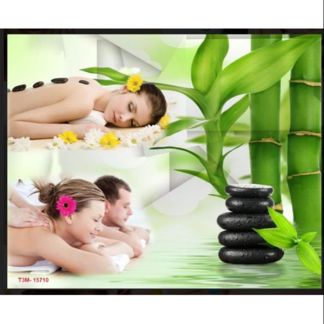 Tranh 3D dán kính 2 mặt trang trí quán spa