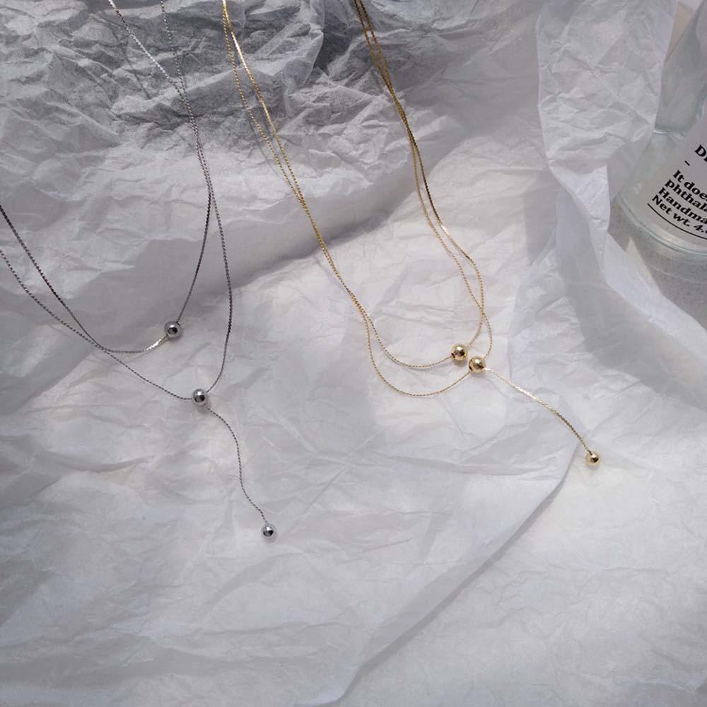 EXPEN Vòng cổ Hai Lớp Đính Hạt Và Tua Rua Phong Cách Kpop