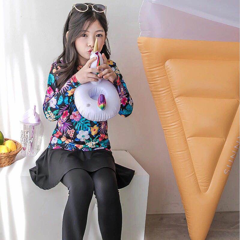 Bộ Đồ Bơi Hai Mảnh Áo Tay Dài 5 Kiểu Dành Cho Bé Gái 2-11 Tuổi