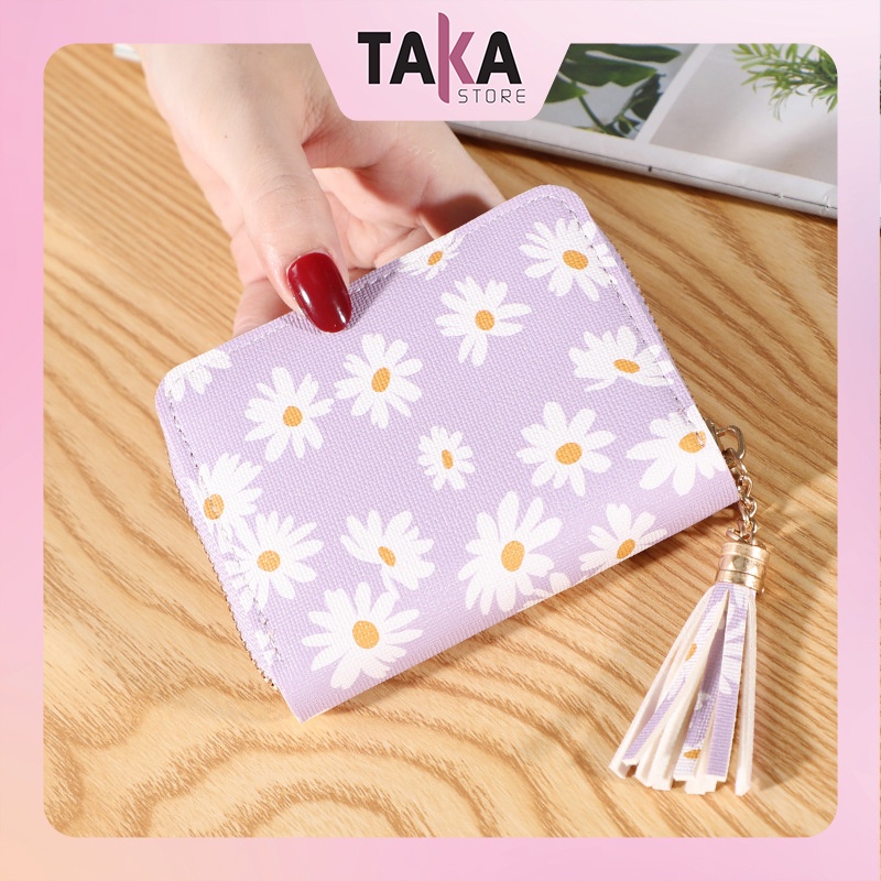 Ví nữ ngắn mini  đẹp cầm tay hoa cúc cao cấp thời trang giá rẻ nhỏ gọn bỏ túi  học sinh  HÀN QUỐC VN20