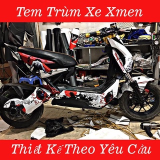 Tem trùm xe điện Xmen samurai trắng đỏ đen - Tem trùm dán xe điện Xmen samurai trắng đỏ đen - Độ team trùm dán xe máy đi