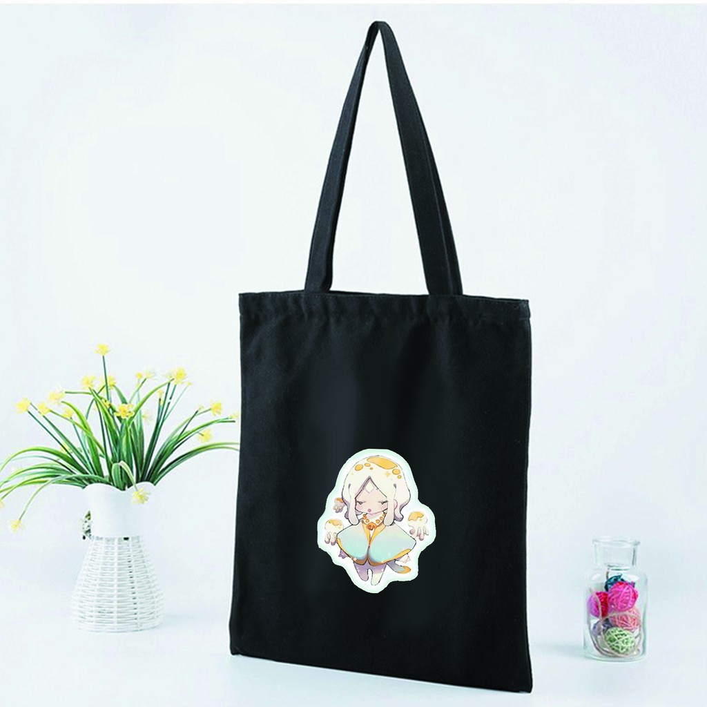Túi tote vải đeo vai đen trắng in hình Sky Children of the Light Đứa trẻ của bầu trời m06