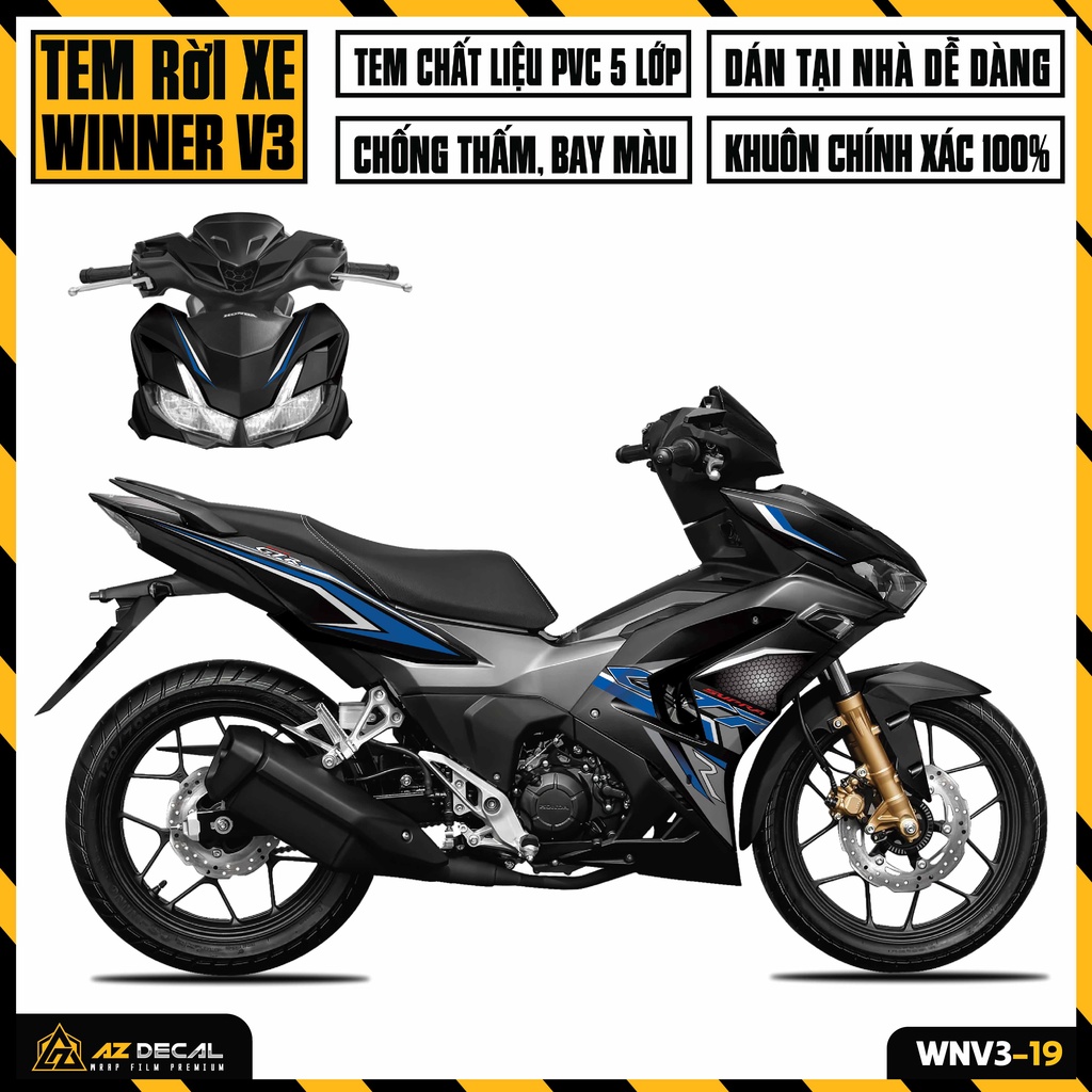 Tem Chế Winner V3 Đẹp Mẫu GTR Matrix | WNV3-19 | Decal Dán Xe Winner X 2022 Cao Cấp, Cắt Sẵn Dễ Dán