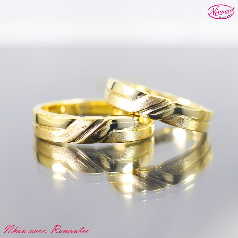 Nhẫn cặp Romantic, nhẫn đôi Bạc Ý S950 xi mạ vàng 18k