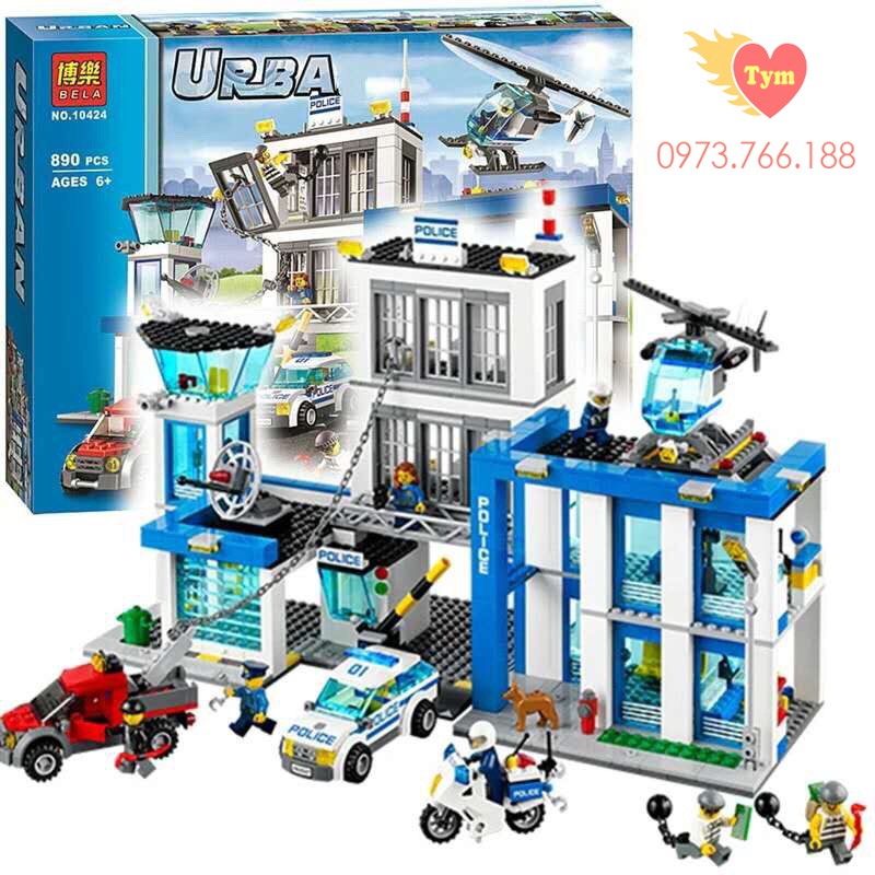 Đồ chơi xếp hình Lego Trụ Sở Cảnh Sát Bela 10424 Lego City Police Station  60047 Mẫu lắp ráp lego cho bé Xe cảnh sát
