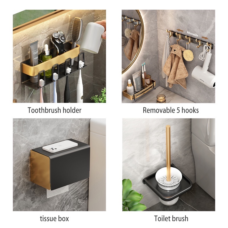 Kệ để đồ dùng MEIDOO phòng tắm gắn tường không cần khoan thiết kế sang trọng với nhiều loại tùy chọn