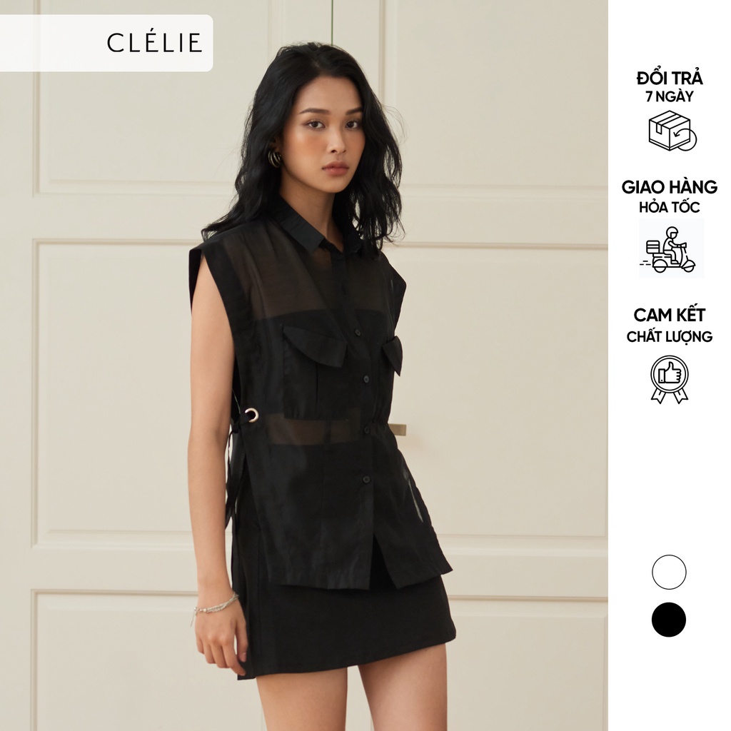 Set áo sơmi xuyên thấu và chân váy chữ A | NELLY SET - CLÉLIE