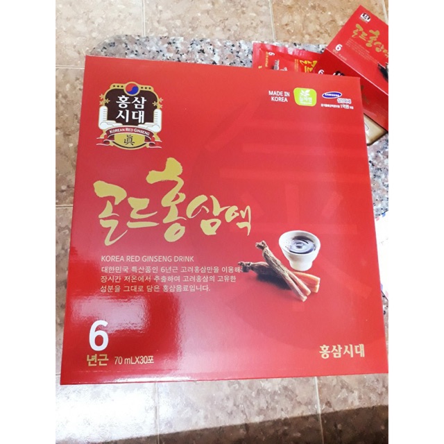 Nước Hồng Sâm 6 Năm Tuổi Hàn Quốc - Hộp 30 Gói x 70ml
