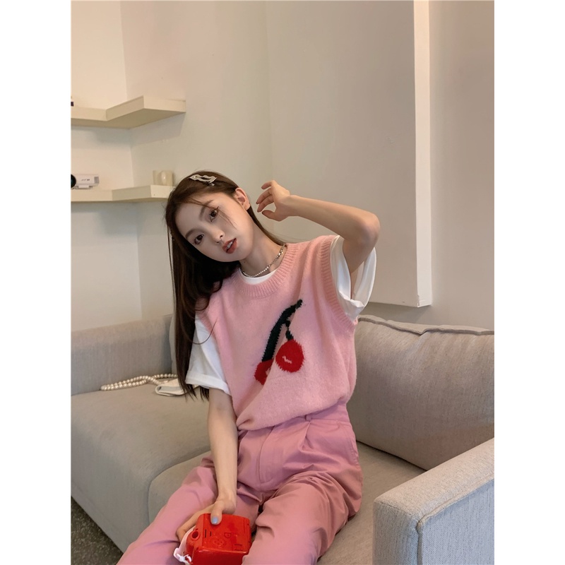 DUNEA Áo Dệt Kim Sát Nách Dáng Rộng Kiểu Hàn Quốc Xinh Xắn Cho Nữ