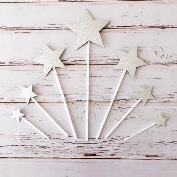 đồ trang trí bánh sinh nhật [FREESHIP❤️] set cắm sao giấy loại đẹp
