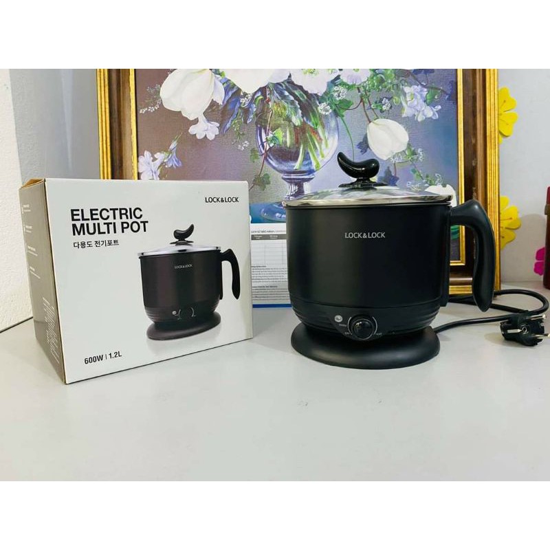 NỒI LẨU ĐIỆN ĐA NĂNG, CA NẤU MÌ MINI LOCK&LOCK Multi Pot 1.2L EJP316BLK