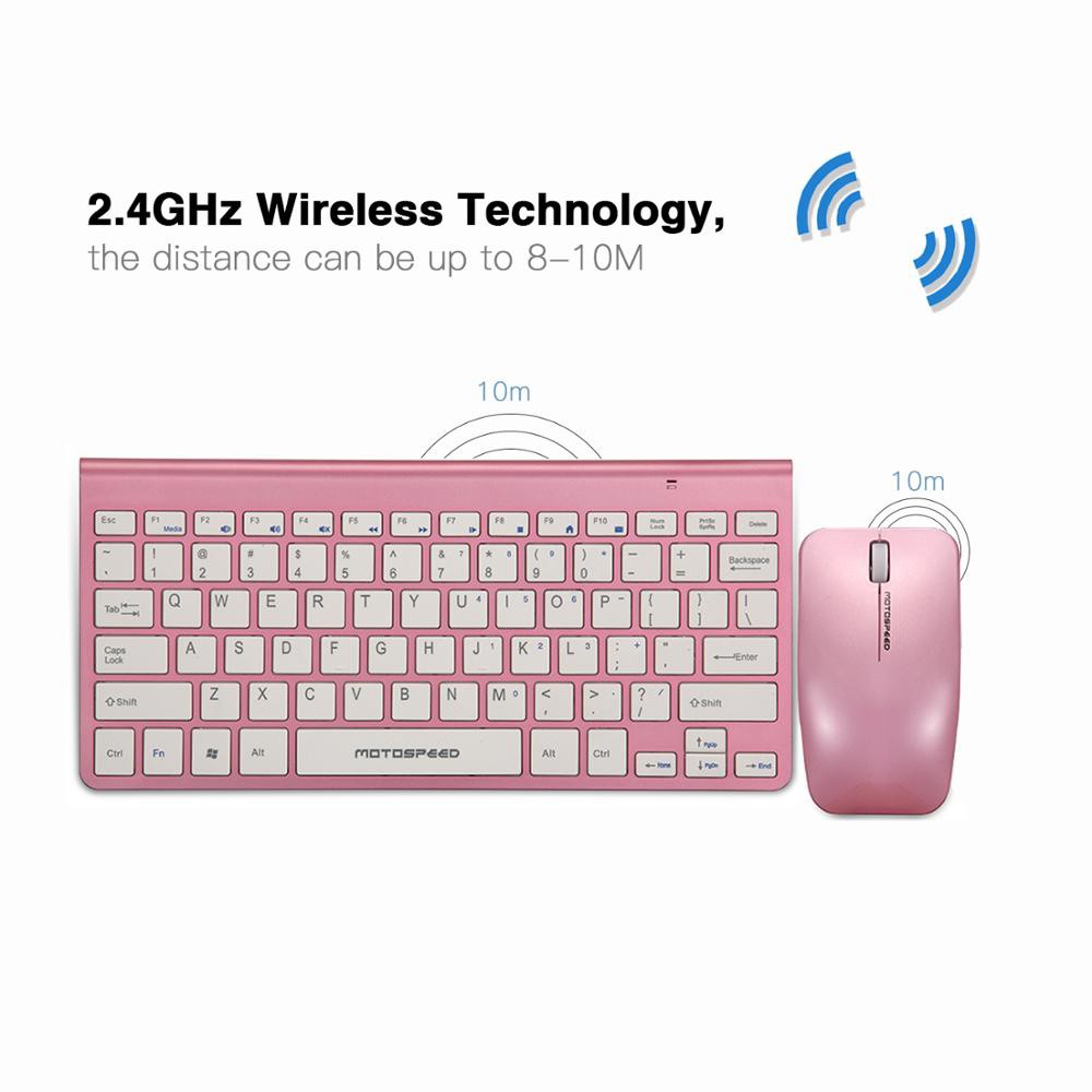 Motospeed G9800 2.4 GHz Bàn Phím Bluetooth Không Dây & Optical 1200Dpi tặng kèm pin (màu hồng) và lót chuột