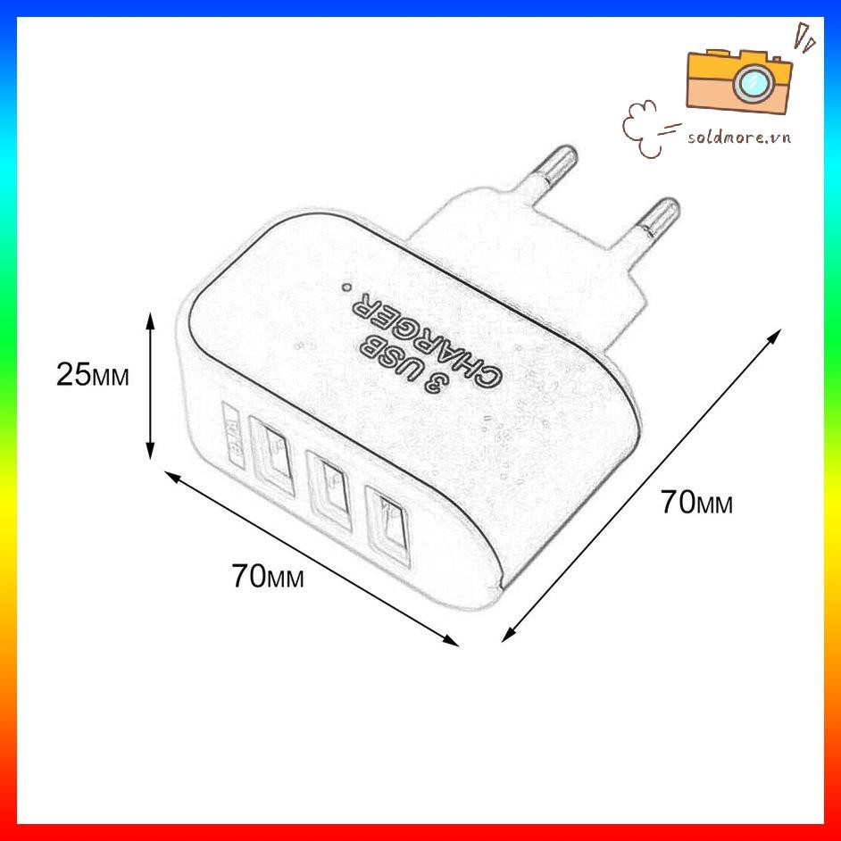 Đầu Sạc Ra 3 Cổng Usb Tiện Lợi Khi Đi Du Lịch