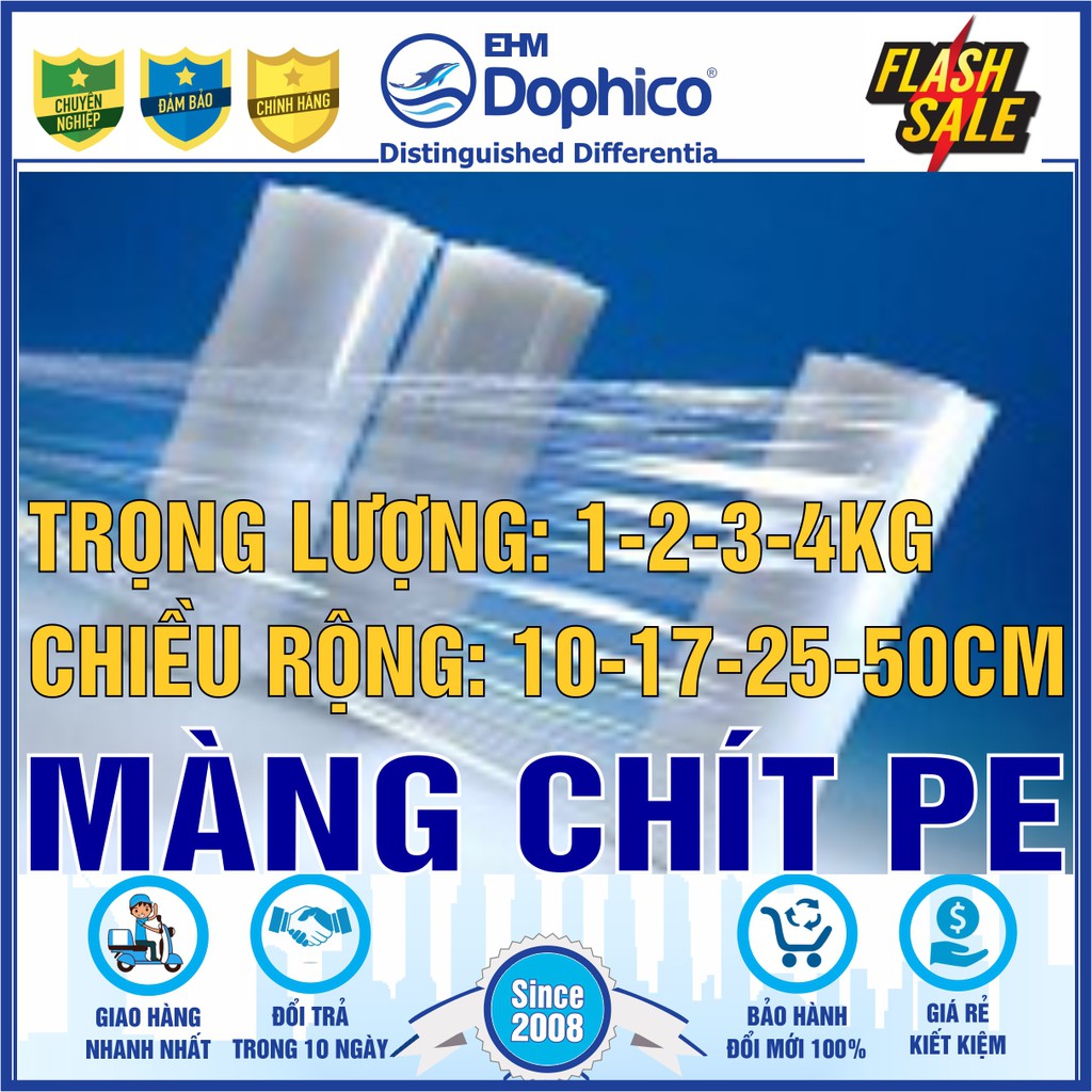 Màng chít PE trọng lượng 4kg/3kg/2kg/1kg x chiều rộng 50cm/25cm/17cm/10cm – Dùng cuốn bọc hàng hoá – Dinh và dai chắc