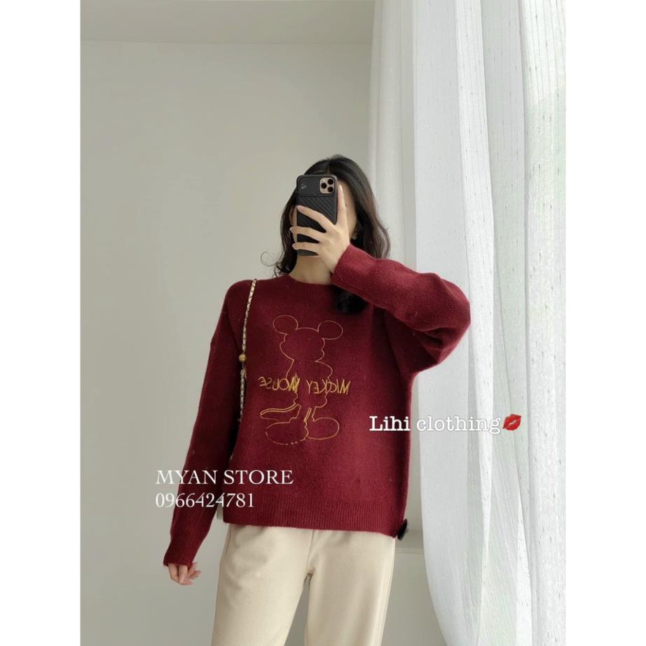 BÁN SỈ ÁO LEN HÌNH MICKY ĐỎ CHO NỮ