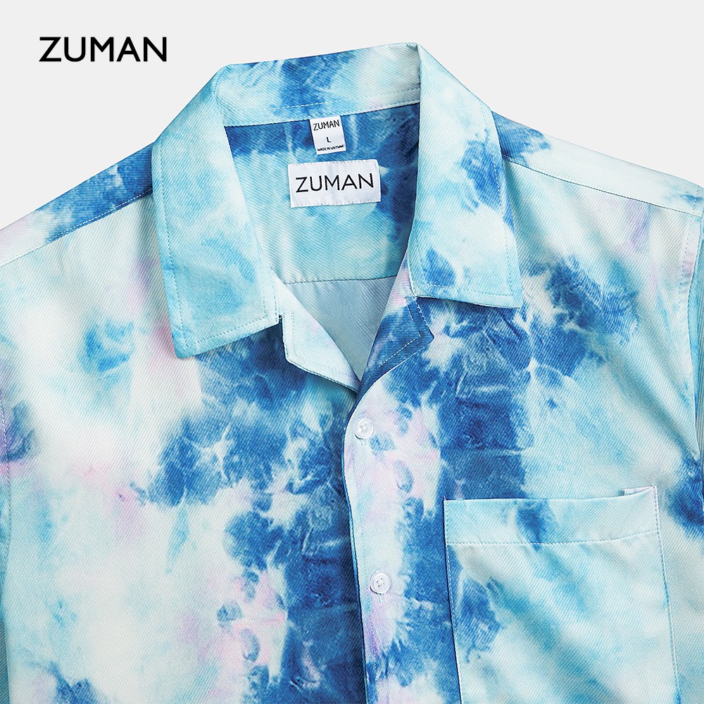 Áo sơ mi nam hoạ tiết tay ngắn Tie Dye Shirt ASM164 ZUMAN form suông, chất lụa cao cấp, thoáng mát, không nhăn | BigBuy360 - bigbuy360.vn