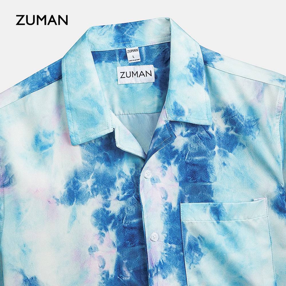 Áo sơ mi nam hoạ tiết tay ngắn Tie Dye Shirt ASM164 ZUMAN form suông, chất lụa cao cấp, thoáng mát, không nhăn