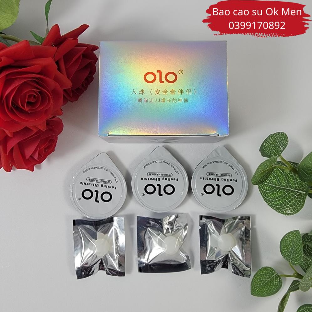 Bao Cao Su OLO 001 Có Hạt Ngọc Trai Mềm Tăng Kích Cỡ 1.5cm, BCS Siêu Mỏng, Nhiều Gel