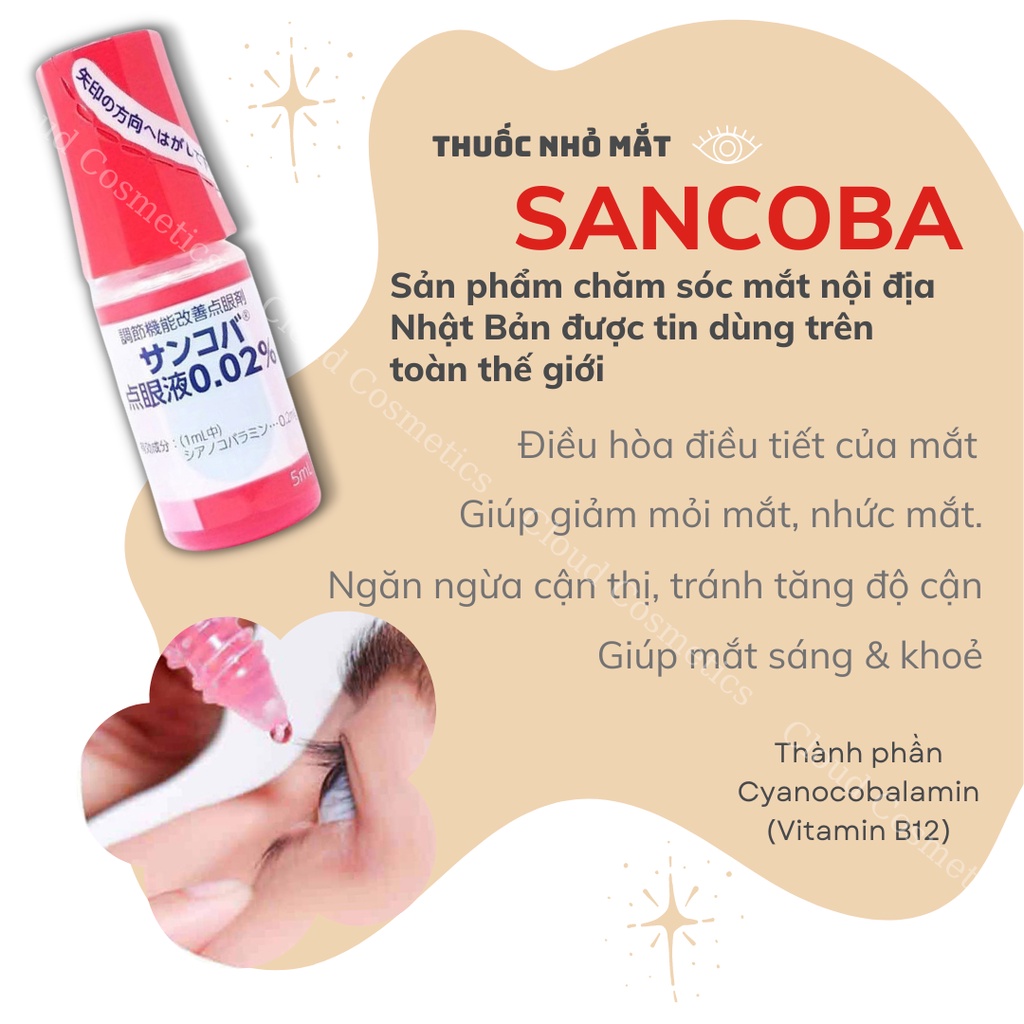 Nước nhỏ mắt Sancoba 0.02% 5ml Nhật Bản