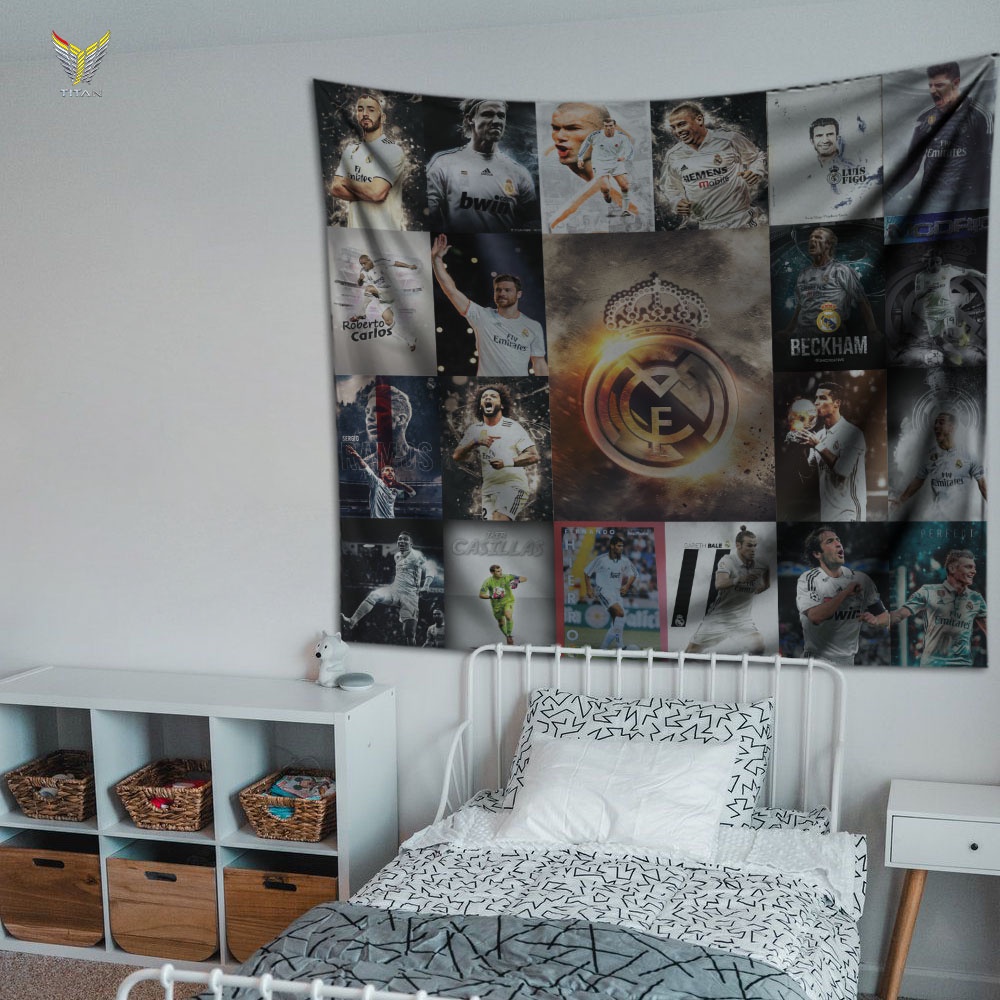 Tranh Vải Decor Đội Bóng Chất Liệu Lụa Cao Cấp - Tặng Kèm Đèn Led