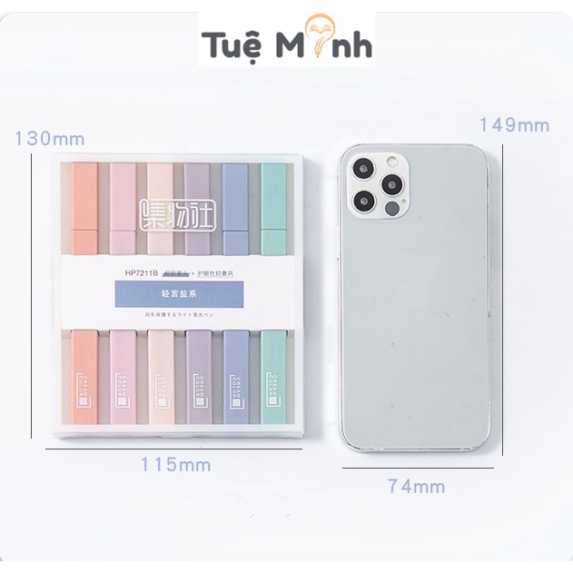 Bộ 6 bút highlight thân vuông màu Pastel, bút đánh dấu HI05