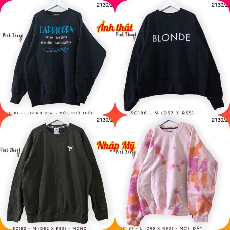 Áo Sweater nữ, nam 2hand, chất dày, size XL/XXL - 2212-3