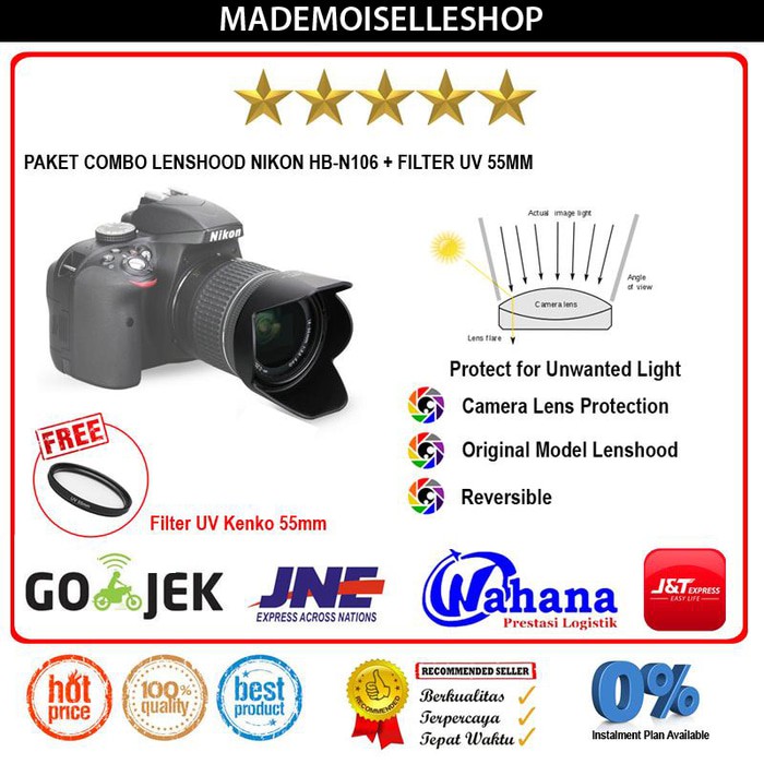 Bộ Lọc Ống Kính Hb-N106 55mm Uv (Nikon Af-P 18-55 Vr / Nikon D3400 / D5300